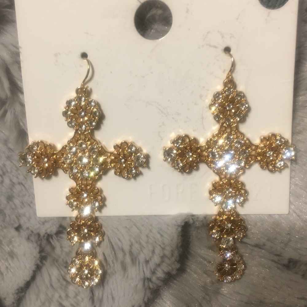 COPY - 3️⃣for2️⃣5️⃣❤️BN Gold & Diamond Cross Earr…